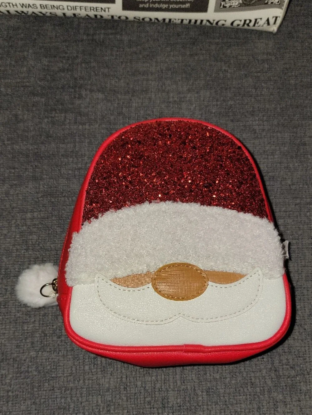 Bath & Body Works Red Glitter Santa Mini Cosmetic Pouch